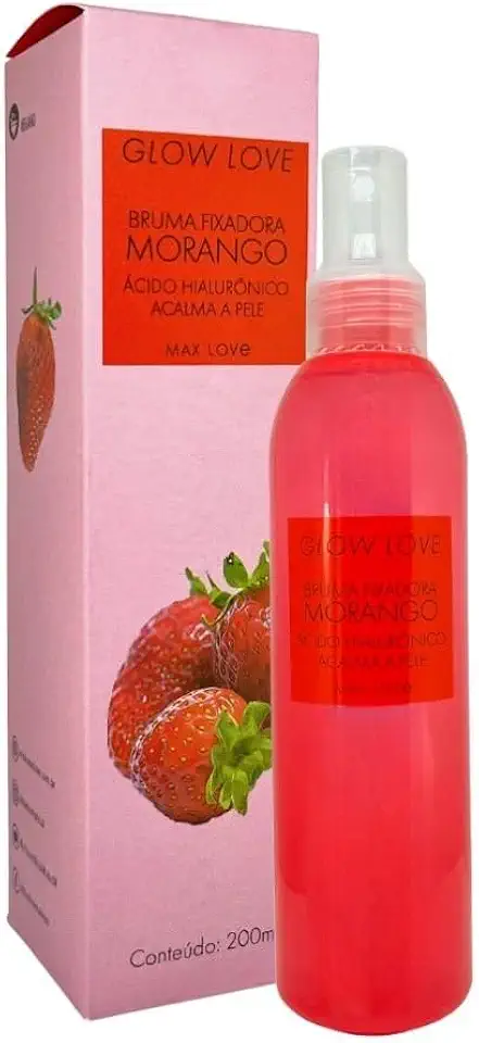 Bruma Fixadora Morango Glow Love Max Love - Fixador de Maquiagem Facial, Efeito Glow Hidratante, 200ml