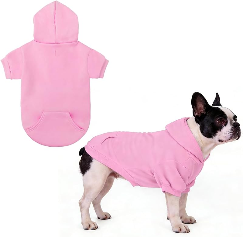 Moletom com Capuz para Cães KOOLTAIL Rosa, com Forro Macio, Bolso e Abertura para Guia, Tamanho M