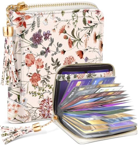 Image of Bistup 40 Slots Credit Card Holder for Women Girls, Pink Floral