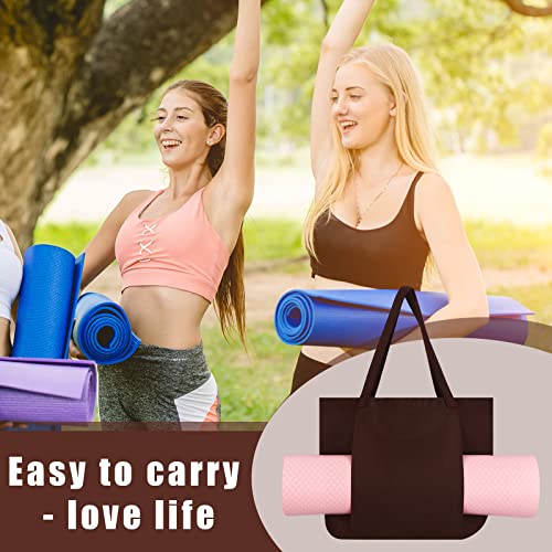 3 Pcs Yoga Bags Set For Women Including 1 Cotton Yoga Tote Bags With Yoga Mat Carrier Pocket 1 Zipper Makeup Bag Cosmetic Pouch 1 Slim Yoga Mat Straps Yoga Mat Carrier For Yoga Travel Office (Brown) #TOP3