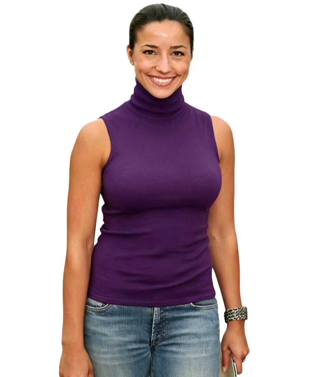 Sunfaynis Women's Soft Cotton Mock Turtleneck Shirt Baselayer Tops Underwear Shirt, Purplish Red, Large
