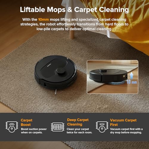 roborock Qrevo Series Robot Vacuum and Mop, 8000Pa Suction, Upgraded from Qrevo S, Anti-Tangle Brushes, Smart Obstacle Avoidance, Auto Mop Washing, All-in-One Dock, 200RPM Spinning Mops, Black(QV 35A)