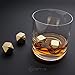 Whiskey Stones Gold Edition Gift Set of 8 Stainless Steel Diamond Shaped Metal Ice Cubes, Reusable Chilling Rocks Including Silicone Tip Tongs and Storage Tray