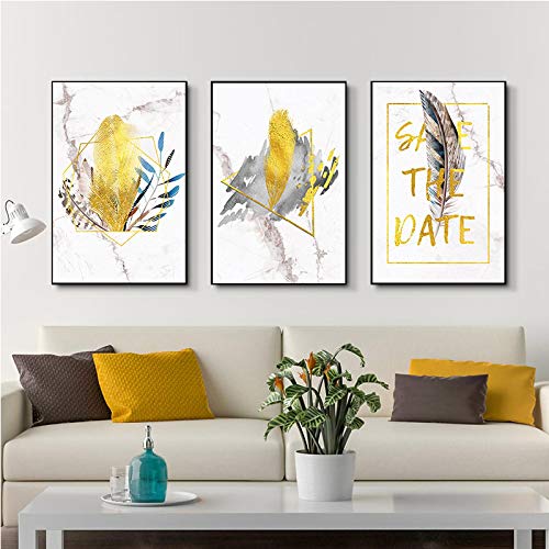 Mur art imprimer photo design nordique feuilles d'or marbre 70x100