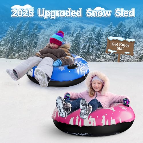 image for ZIZZ Snow Tubes for Kids Adult - 3 Packs 36''Heavy Duty Inflatable Sno