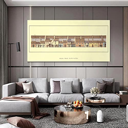 Aesthetic Posters Famous Architecture Art Prague Castle Zlata Street Art Posters Canvas Wall Art Prints For Wall Decor Room Decor Bedroom Decor Gifts 24X48Inch(60X120Cm) #TOP4