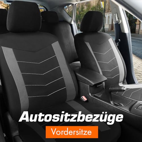 Upgrade4cars Autositzbezüge Set für die Vordersitze Grau | Auto-Schonbezüge Universal Schwarz Auto-Sitzbezug Sommer Winter | Autozubehör Innenraum | Geschenke für Frauen und Männer