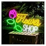 RONGCH Luces de neón Letrero De Neón Grande Flower Shop Luz De Neón Regulable Alimentada Por USB Para Habitación, Floristería, Decoración De Pared Para Fiesta 25cm×41.7cm