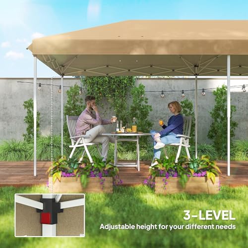 Outsunny 10' x 20' Pop Up Canopy Tent Gazebo with Removable Mesh Sidewall Netting, Carry Bag for Backyard Patio Outdoor, Beige — view 5