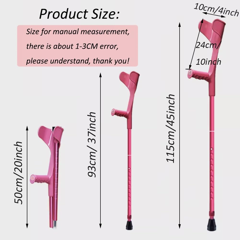 1 Par de Plegables Muletas de Antebrazo de Aluminio, Muletas Ajustables for Caminar for Adultos, for Brazo for Altura 140-180cm