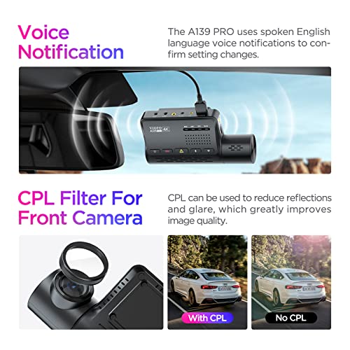 【Bundle: A139Pro 1Ch + Hk3-C Hardwire Cable + Bluetooth Remote】Viofo 4K Hdr Dash Cam, Starvis 2 Imx678 Sensor, Front Camera A139 Pro 1Ch, Superb Night Vision, Ultra Hd 4K Dashcam For Car, 5Ghz Wifi Gp #TOP5