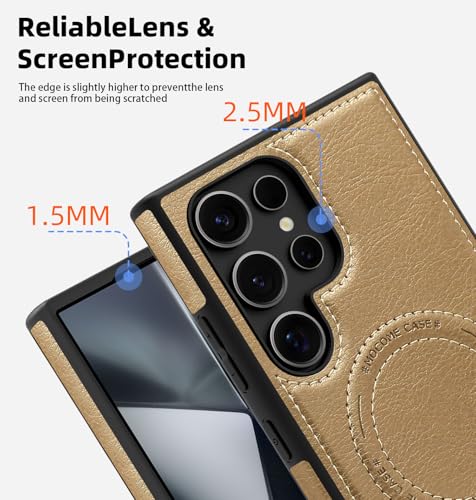 Image of Lunivop for Samsung Galaxy S24 Ultra Case 6.8 inch PU Leather Gold