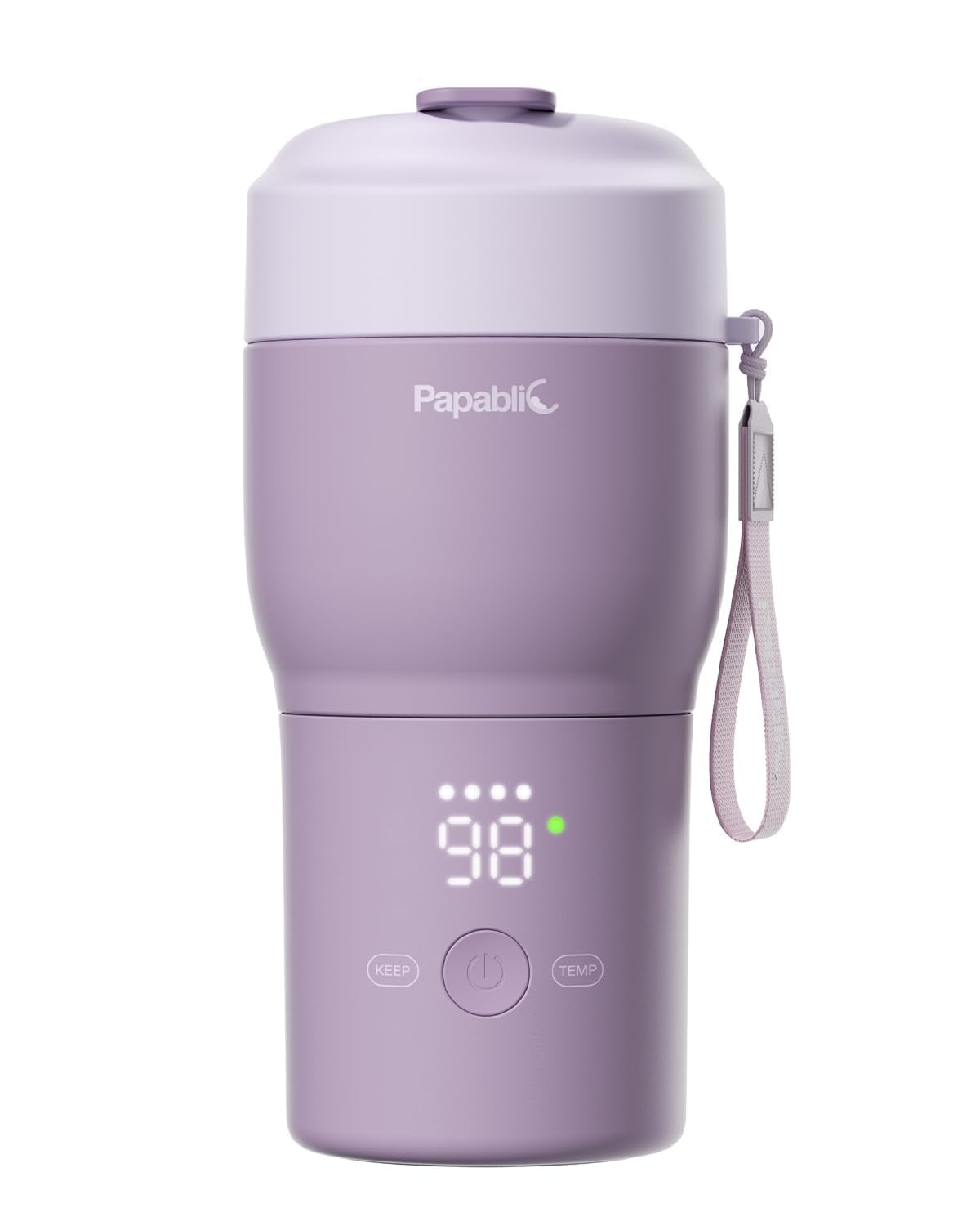 Papablic Pro Portable Bottle Warmer for Travel – Fast Heating, Built-in Sterilizer, 30W Fast Charge, 5-Temp Control, Easy-Clean Wide Mouth, Baby Milk Warmer for Breastmilk & Formula, Lilac Purple-image-15