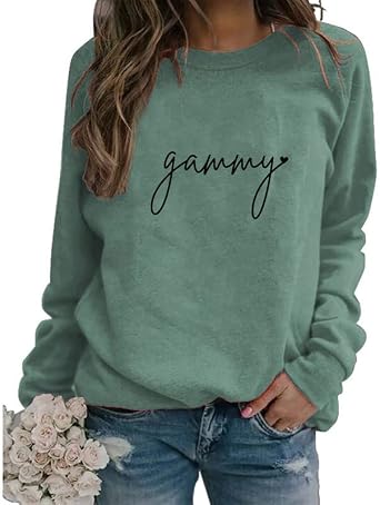 Gammy Sweatshirt for Grandma Funny Graphic Pullover Tops Long Sleeve Crew Neck Simple Basic Sweatshirt for Women