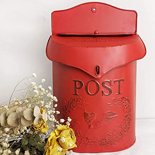 Mailbox-Wall-Mount-Letter-Box-Mailboxes-Retro-Metal-Country-House-Post-Bird-Pattern-Letter-Box-for-Garden-Outdoor-Decoration-Red Mailbox Wall Mount Letter Box Mailboxes Retro Metal Country House Post Bird Pattern Letter Box for Garden Outdoor Decoration Red