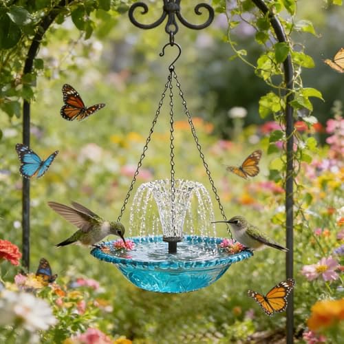 Fuente solar para baño de pájaros con flujo continuo y panel solar integrado 3