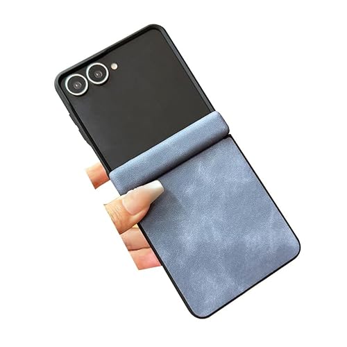 LUNBER-ARMOR�EFor Galaxy Z Flip8 �P�[�X �ی�J�o�[ �܂肽���݌^ PU���U�[ �X�G�[�h�� �q���W�ی� �ϏՌ� �y�� �V���v��(�u���[)