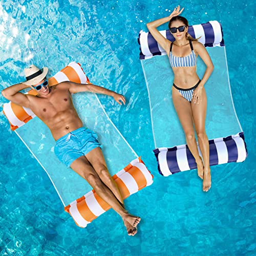 Arbolisse Colchoneta Piscina Adultos, 2PC Flotadores Piscina para Adultos XL, 4 in 1 Hamaca de Agua Flotante Colchoneta Piscina Hinchable, Hinchables para Piscina, Colchoneta Hinchable Piscina