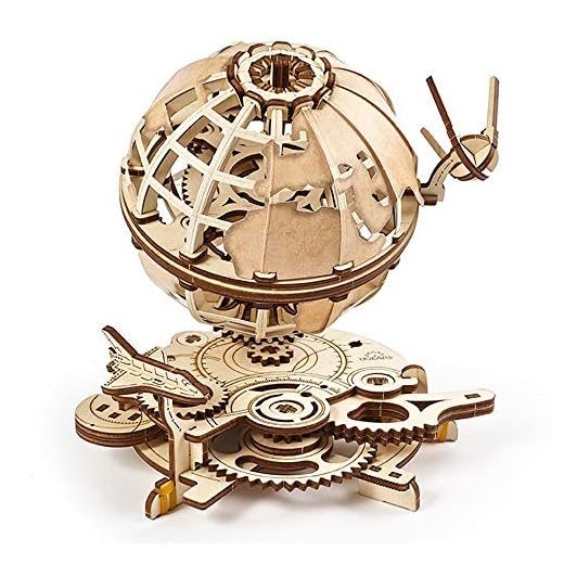 UGEARS Globe - Wooden Educational Puzzle, Self Assembling Mechanical 3D Model, DIY Brain Teaser