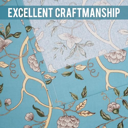 Image of Story@Home Cotton Curtain | Window Curtains 5 Feet Long Set of 2 | Floral Printed | Bohemian Curtain | Room Darkening Curtains for Living Room | (116 X 152 Cm, Blue & Beige)
