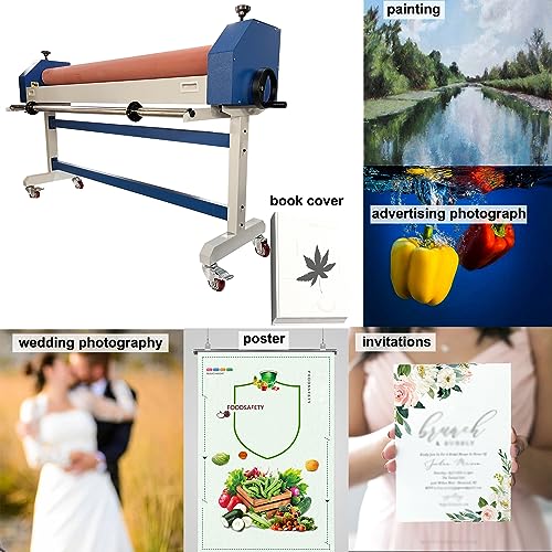 HQHAOTWU Cold Laminating Machine Manual Cold Roll Laminator with Bracket Cold Laminator for Photo Poster Laminating 63
