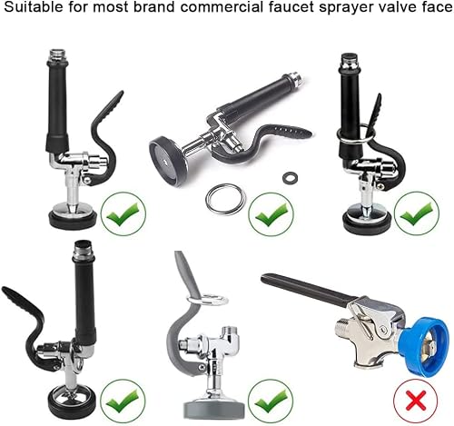 Kanoney 2 Pack Commercial Spray Valve Repair Kits For Commercial Sink Pre-Rinse Faucet Dish Sprayer Touch On Kitchen Sink Faucets 1.42 Gpm Spray Face Bumper And Screw Repair Part, Grey #TOP1