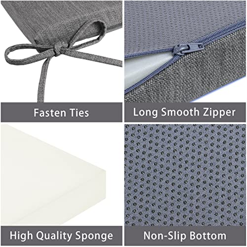 Baibu 42 Inch Classic Solid Color Bench Cushion With Ties, Non-Slip Indoor Outdoor Rectangle Bench Seat Cushion Standard Size Foam Pad With Machine Washable Cover - One Pad Only (Grey, 42X17X1.5In) #TOP3