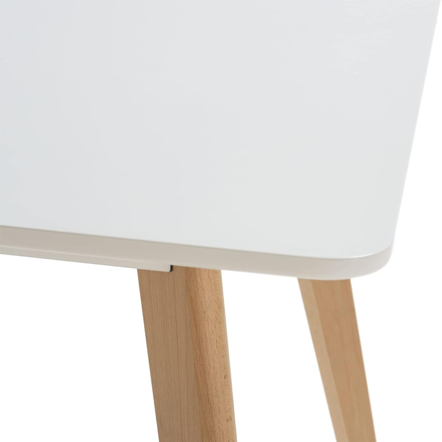 Mesa Comedor, Mesas de Cocina Estilo Nórdico, Diseño Resistente, Duradero y Ligero, Tablero MDF Blanco Mate, Patas de Madera de Haya, 120 x 80 x 75 cm