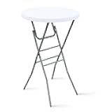 FROASISPRO 28” Round Folding Bar Table, High Top Cocktail Table with Locking Mechanism, HDPE Waterproof Stain-Resistant Top, Indoor Outdoor Patio Garden Party, White, 1 PCS
