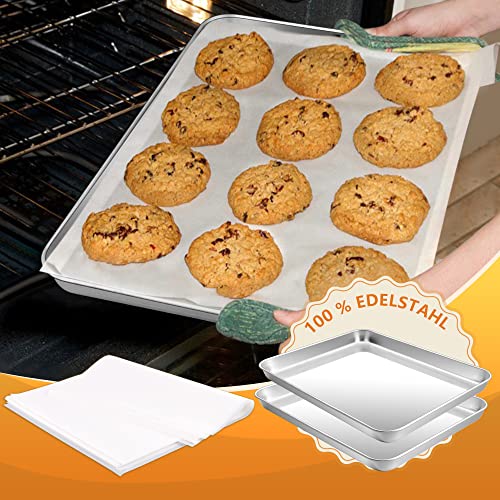 Plaque de cuisson rectangulaire en acier inoxydable avec papier de cuisson - 5