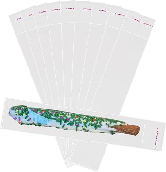 JOSDIOX Self Sealing Cellophane Pretzel Bags 2x10 Inches 300pcs, Thickened Pretzel Rod Bag, Resealable for Packaging ICY Candy Popsicle, Favors, Products