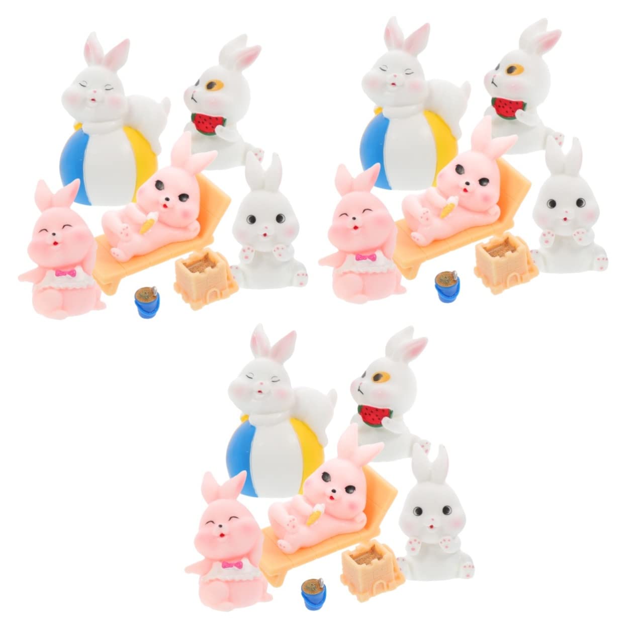 STOBOK STK Strandhase Mini-gartenfiguren Gartenschmuck Osterhasen-Statue Kaninchenfiguren Hase-Kaninchen- Osterhasenfigur Heimzubehör Mini-tierfigur Feenstatue Harz Zylinder Feder