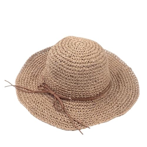 Chapeau en paille de plage pour femme avec large bord anti-UV protection solaire