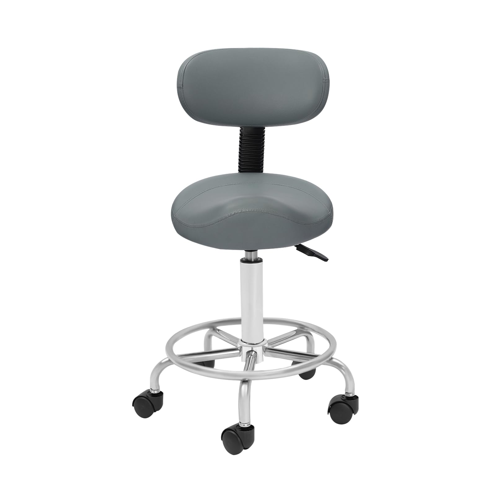 Sgabello da sella ergonomico con schienale, sedia a rotelle Saddle Sgabello Saddle Saddle Sgabello Sollevamento Sella Sgabello da ufficio Spa regolabile in altezza 45-59 cm (grigio)