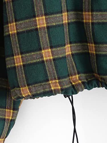 Zaful Women's Fleece Lined Short Jacket Zip Up Plaid Coat Long Sleeve Fluffy Houndstooth Outerwear #TOP5