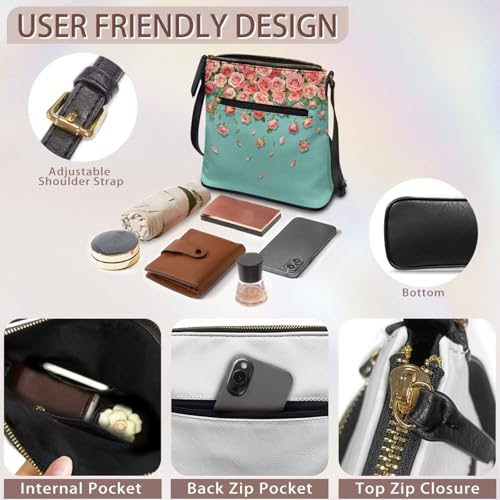 Image of Leather Purses for Women, Leather Hobo Bags for Women Travel Sling Purse Triple Zippered Pockets Shoulder Bag