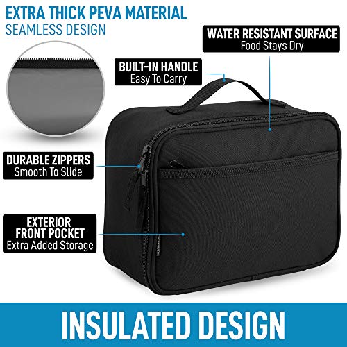 Zulay Insulated Lunch Bag - Thermal Kids Lunch Bag With Spacious Compartment & Built-In Handle - Portable Back To School Lunch Bag For Kids, Boys, & Girls To Keep Food Fresh (Black) #TOP1