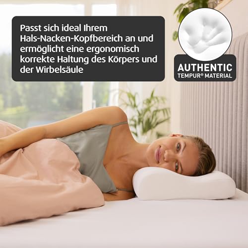TEMPUR Original Schlafkissen Memory Foam, ergonomisches Nackenstützkissen für Seiten- und Rückenschläfer, Liegefühl fest, M (50 x 31 x 10/7 cm), Weiß