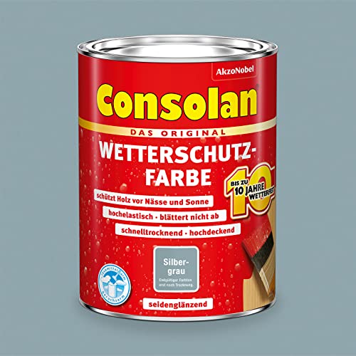 Consolan 2,5 Liter Wetterschutzfarbe silbergrau Nr. 217 (Packung mit 2)