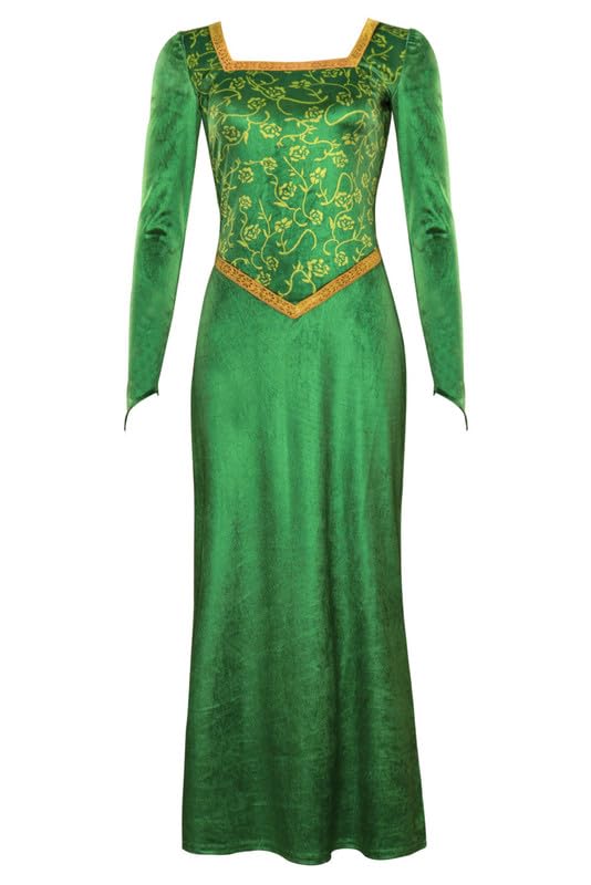 Princesa Party Film Verde Vestido Medieval Halloween Carnaval Disfraz para Mujer