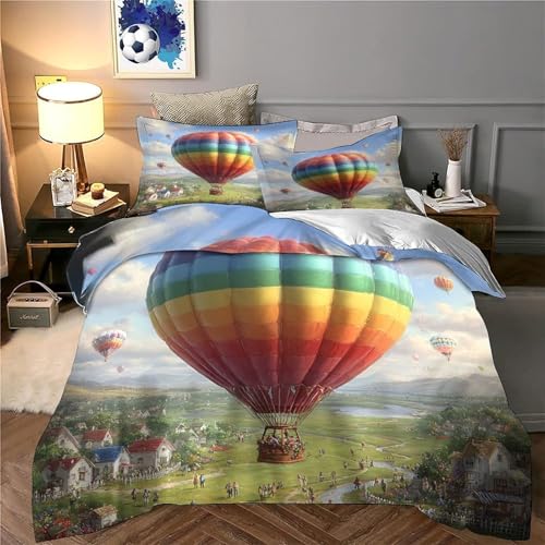 Housse de couette cheval microfibre résistante effet 3D parure lit double - 6