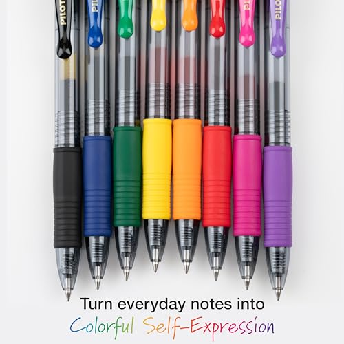 Image of Pilot G2 Premium Gel Roller Pens, Rainbow Gel Pens, G2 Rainbow Colors Pack, 8 Pack Pouch, Fine Point 0.7 mm, Assorted