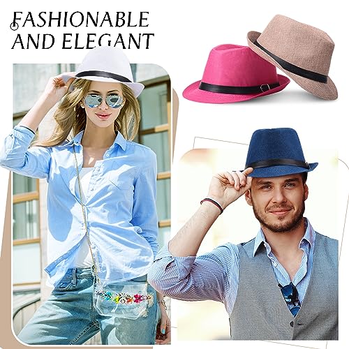 Pack 16 Gorros Fedora Trilby Panama de ala corta para verano miniatura 6