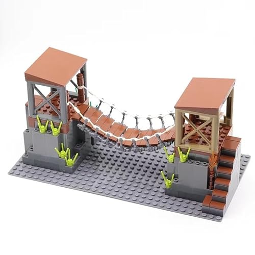 DzirePada Military Game Scene Suspension Bridge Building Blocks Set, DIY Drawbridge Series Building Model Set, MOC Modular House for SWAT Army Policen, Compatible with Major Brands (B)