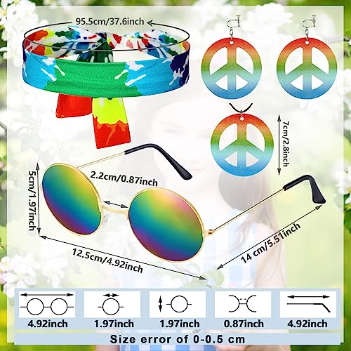 Heentan 6 Pcs 60S 70S Outfits For Girls Kids Hippie Costume Set Boho Dress Hippie Outfits Accessories Set (Rainbow Style, Medium) #TOP1