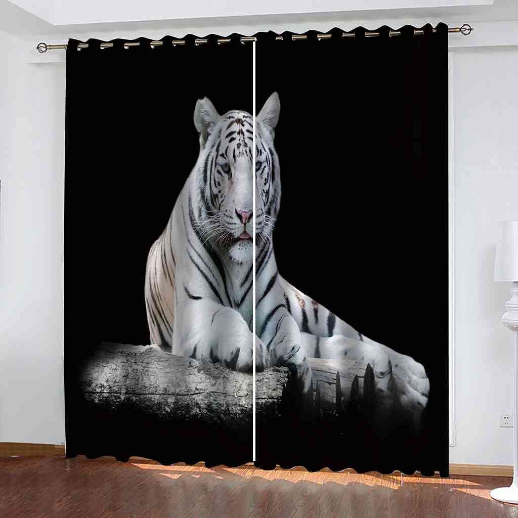 Rideau occultant à oeillets tigre blanc 264x160 cm lot de 2 pour la chambre d'enfant