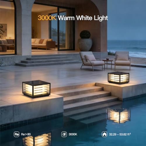 MVBT 11.8'' Solar Post Lights Outdoor, Glass Solar Pillar Lights Outdoor — view 3