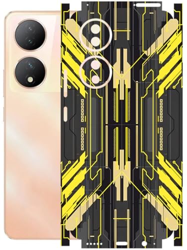 Image of AtOdds - Full Body Back Screen Guard Protector Film - Lamination Wrap Skin Sticker Compatible with VIVO Y100A | Scratchproof Matte Finish (Cyber Yellow)