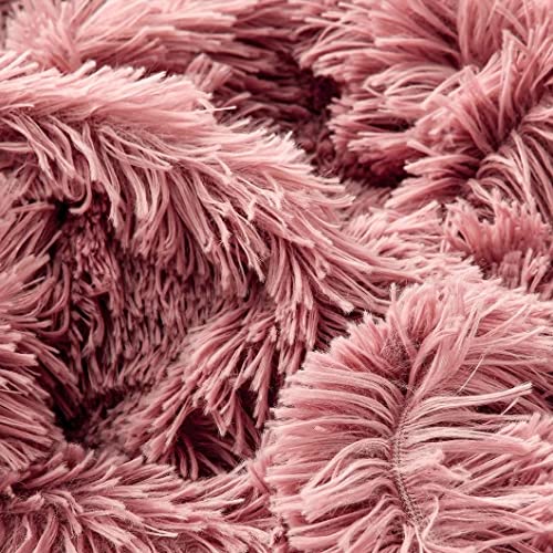 YUSOKI Pink Queen Faux Fur Winter Blanket,2 Layers,90"x90" Without Pillows Big Soft Plush Fuzzy Large Warm Fluffy Throw Blanket for Bed