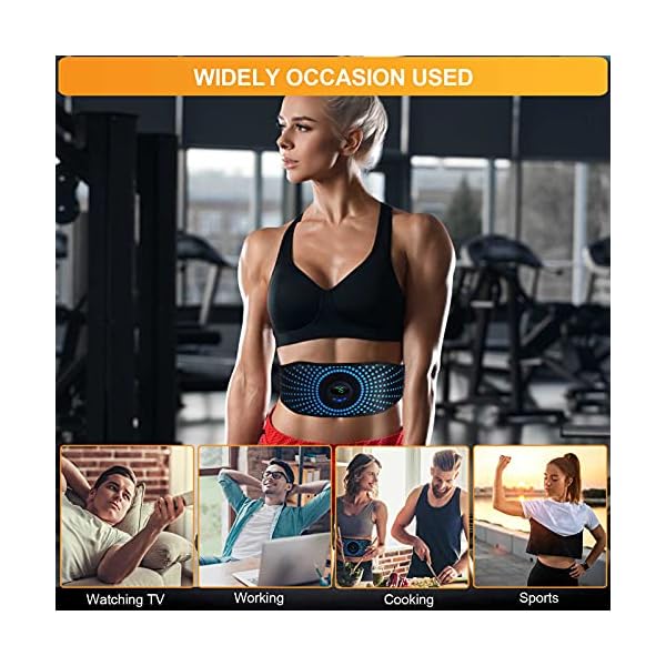 YEMIUGO Abs Muscle Trainer Flex Belt for Women Men, Upgrade No Need Replace Pad AB machine Abs Workout Equipment 6 Modes…